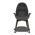 Modern Leather Leisure Chair With Curved Stitched Backrest And Wooden Legs Design