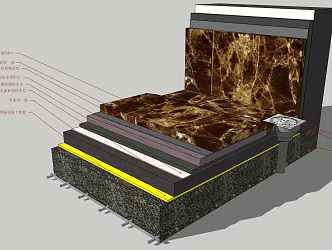 Modern floor tile floor drain construction node 3d model