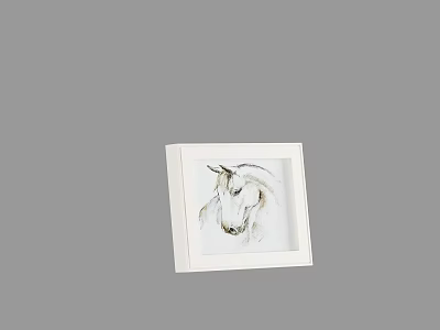 Detailed Horse Animal Painting in White Frame on Gray Background 3d model