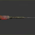 Red Canister Household Tool With Green Long Rod And Metal Nozzle
