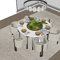 Modern round dining table and chair combination 3d model
