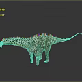 Spotted Long Neck Dinosaur 3D Model Featuring Brown White Yellow Spots On Gray Reflective Background