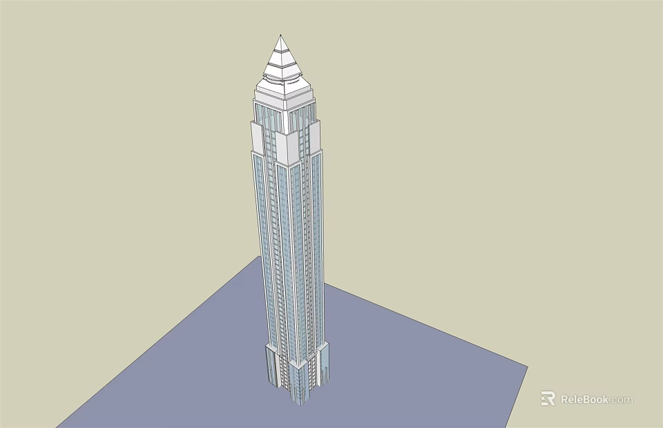 Tall Modern Office Building With Spire And Glass Facade Design 3d model 