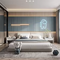 Modern Kids Room Interior Design With Bed Neon Astronaut Decoration And Stuffed Toy