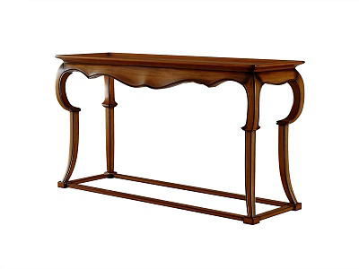 Classic Wooden Console Table With Carved Edges And Curved Legs Design 3d model