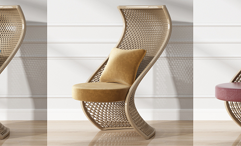 Modern Single Chair Hollow Woven Chair Combination 3d model