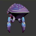 Game and Movie Character 3D Model With Vibrant Purple Blue Shell Top And Clawed Legs