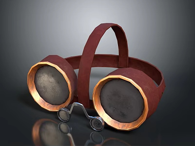 Classic Maroon Leather Headphones With Copper Trim And Comfortable Ear Cups Design 3d model
