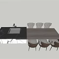 Sink Dining Table and Chair 3d model