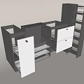 White Kitchen Cabinet Internal Structure With Drawers Shelves And Pull Out Baskets 3d model