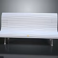 White Slat Design Leisure Bench With Metal Legs Modern Outdoor Style