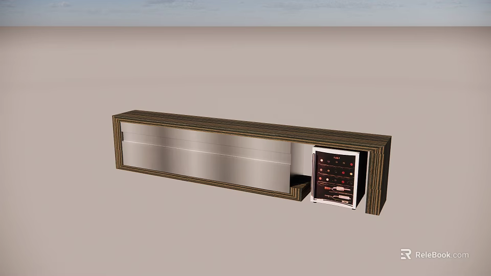 Clothing Store Wooden Counter With Glass Panel And Drawer Cabinet 3d model 