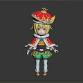 Cartoon Character With Golden Hair Red Hat And Traditional Costume