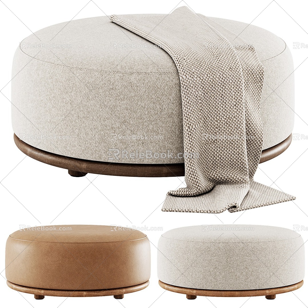 Modern Braid Sofa Stool Casual Stool Round Stool Sofa Stool 3d model