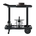 Modern Black Serving Cart With Wine Bottles Glasses And Plates