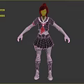 Anime School Uniform Style Robot Girl With Black Short Hair Red Tie And Mechanical Limbs