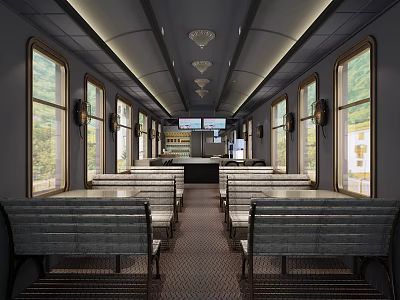 New Chinese-style carriage table and chair wagon train station 3d model