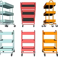 Colorful Multi Tier Mobile Storage Carts With Wheels And Shelves