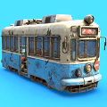 Vintage Blue White Tram With Rusty Exterior 305 Sign And Headlights