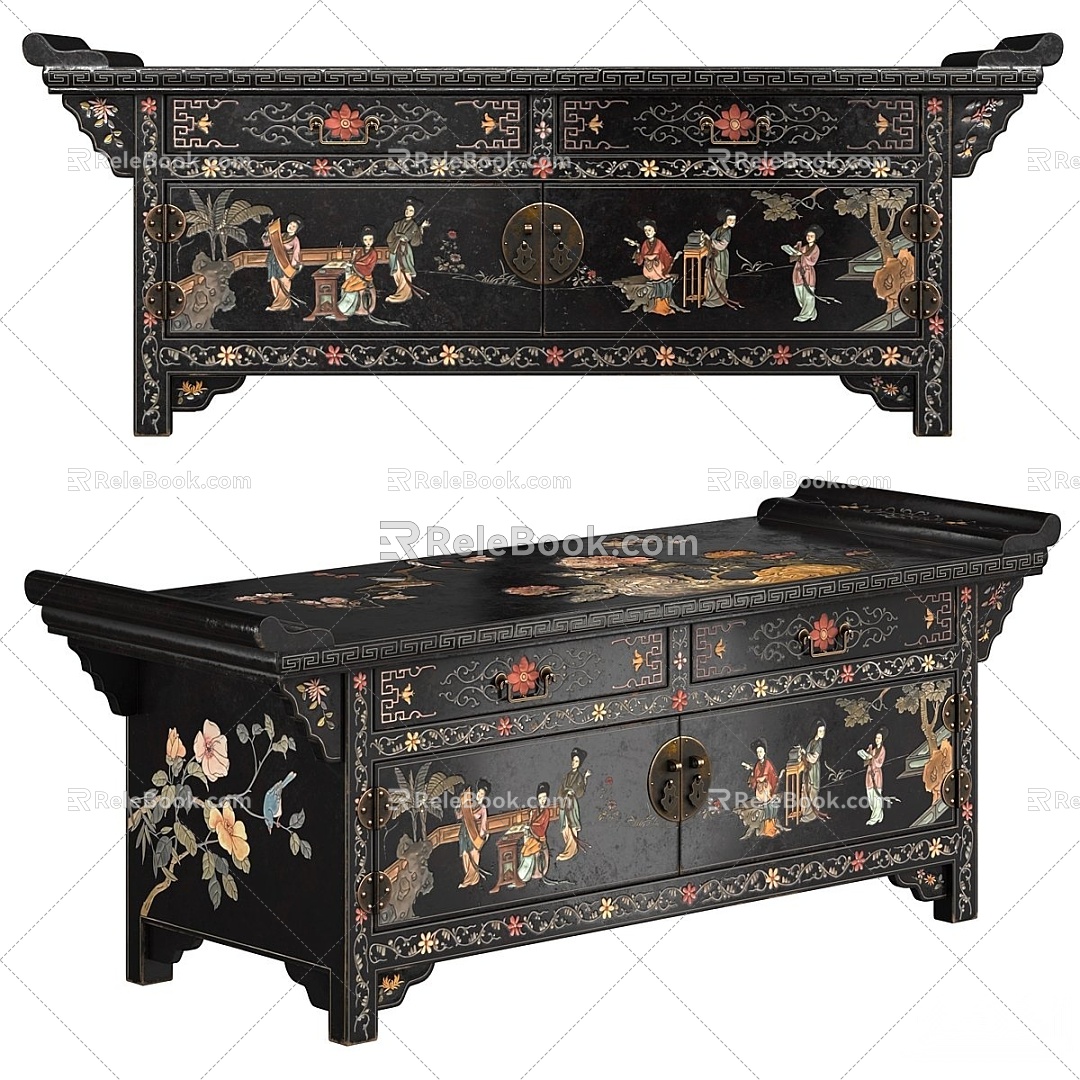 New Chinese Style Entrance Cabinet Side Cabinet Decorative Cabinet 3d model