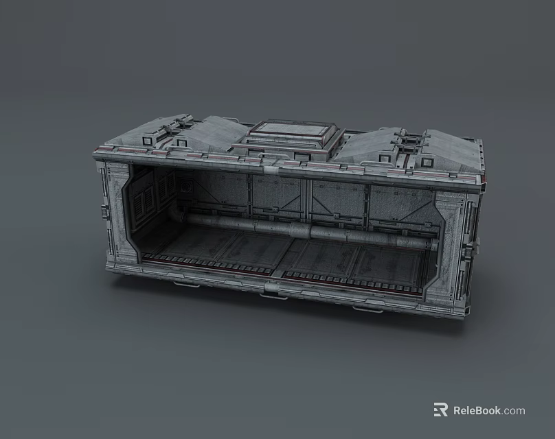 Gray Industrial Metal Container With Detailed Futuristic Structural Design 3d model 