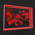 Eye Catching Red Frame Photo Spot With Spiral Wave Art Decorations