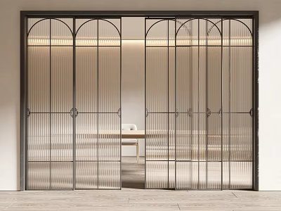Modern Interior Design Featuring Elegant Glass Sliding Doors With Metal Frames 3d model
