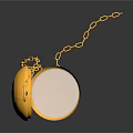 Open Golden Pocket Watch With Shiny Chain Classic Design And Reflective Surface