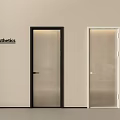 Modern Hinged Door With Black White Frame Glass Panel For Interior Aesthetics 3d model