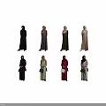 Women Wearing Various Colored Abayas With Hijabs And Holding Handbags
