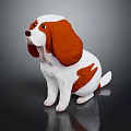 Cute Brown And White Dog Figurine Sitting On Black Surface