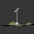 Computer Rendered 3D Solar Panel Model On Green Grass Surface