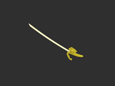 Traditional Yellow Spear Like Weapon With Long Shaft And Decorative Grip 3d model