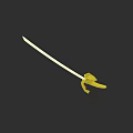 Traditional Yellow Spear Like Weapon With Long Shaft And Decorative Grip