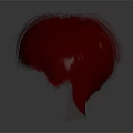 Game Movie Character 3D Head Model With Red Gradient Hair And Gray Background