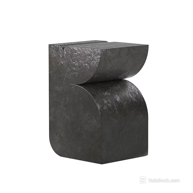 Modern Textured Black Geometric Side Table for Living Room Accent Furniture 3d model 