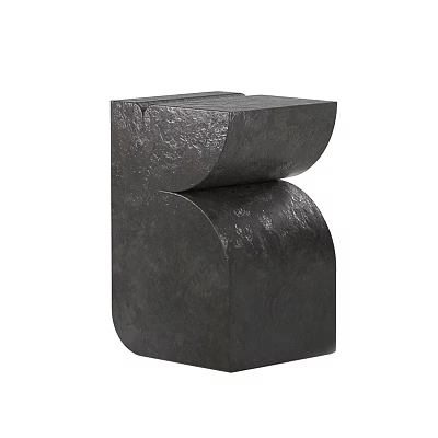 Modern Textured Black Geometric Side Table for Living Room Accent Furniture 3d model
