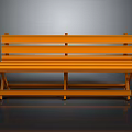 Orange Wooden Bench With Simple Design Backrest And Crossed Legs