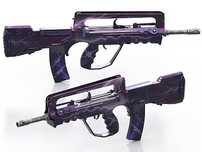 Stylish Modern Assault Rifles With Purple Lightning Pattern Design And Dual 3d model