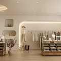 Modern Clothing Store Interior With Hanging Clothes Mannequins Shelves And Recessed Lighting