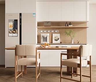 Simple Household Wine Cabinet Refrigerator Wine Cabinet Hanging Cabinet Wine Cabinet Dining Table and Chair Combination 3d model