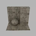 Modern Stone Sphere Decorative Component With Textured Wall And Natural Light 3d model