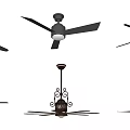 Various Stylish Ceiling Fans With Black Blades And Decorative Designs