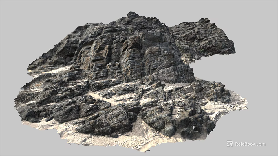 Detailed Natural Rock Formation With Rough Textured Surface And Mountainous Geological Features 3d model 