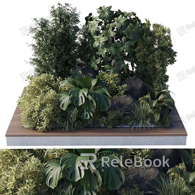 Modern shrub landscape green plant model