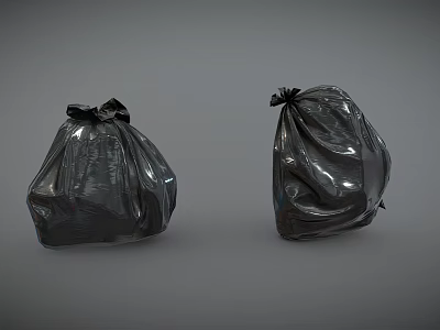 Durable Black Trash Bags For Household Use With Drawstring Design 3d model