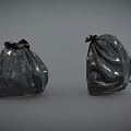 Durable Black Trash Bags For Household Use With Drawstring Design 3d model