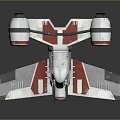 Futuristic Sci Fi Spaceship With Red White Design Dual Engines Wings And Cockpit