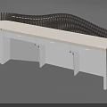 Modern Stylish Reception Desk With Wavy Black Frame And White Countertop