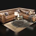 Modern Multiplayer Sofa Coffee Table Combination 3d model